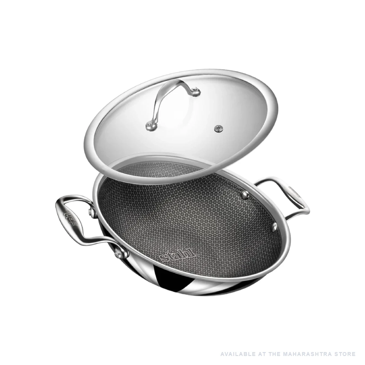 Stahl Triply Stainless Steel Artisan Hybrid Kadhai with Lid
